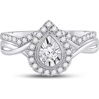 GND 10K Two-Tone Gold Round Diamond Bridal Wedding Ring Set with Illusion-Set Center Stone - 1/2 Total Carat Weight