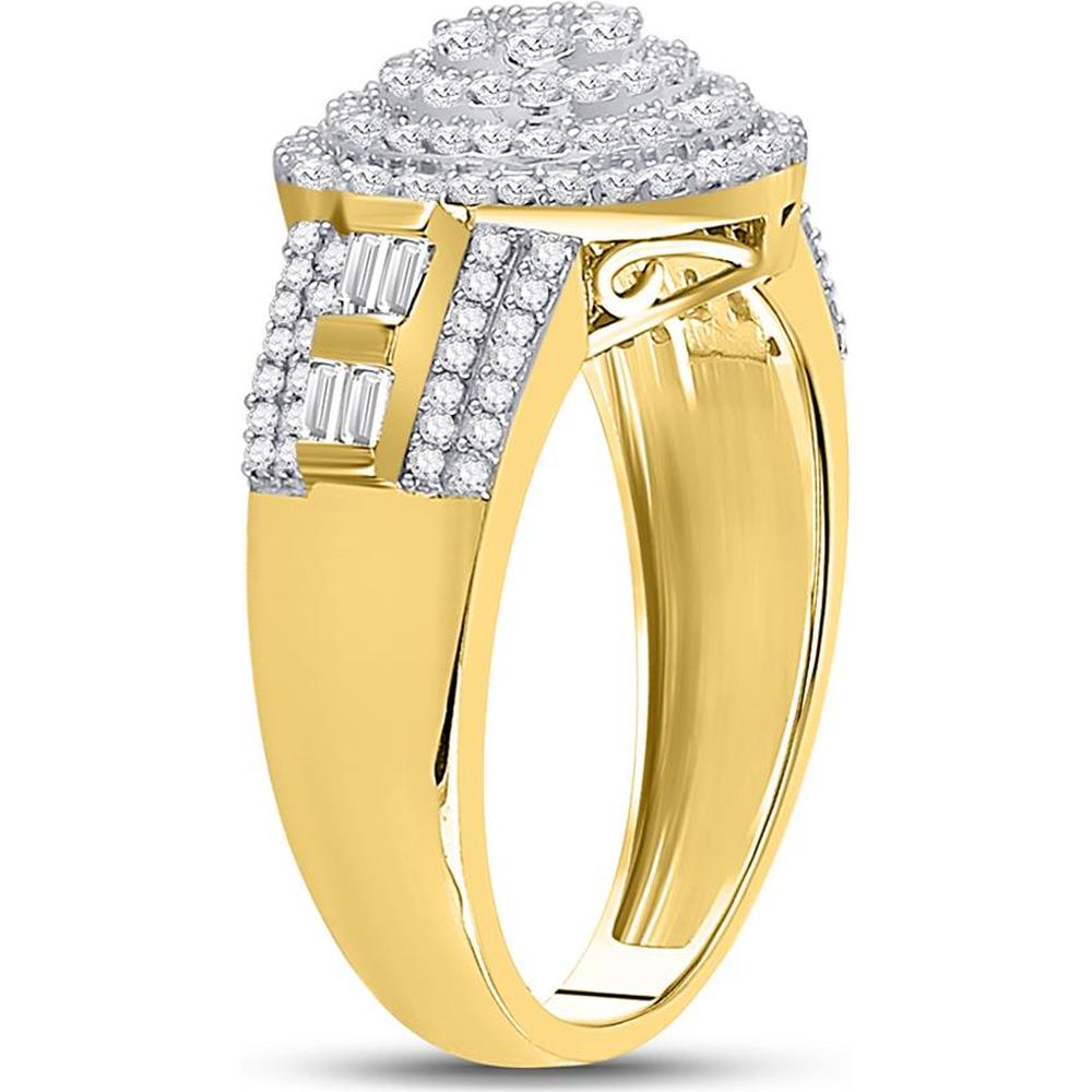 GND 10K Two-Tone Gold Round Diamond Circle Flower Cluster Ring with Prong-Set and Channel-Set Diamonds - 1.20 Carat Total Carat Weight