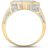 GND 10K Two-Tone Gold Round Diamond "R" Initial Letter Ring - 1.25 Carat Total Diamond Weight