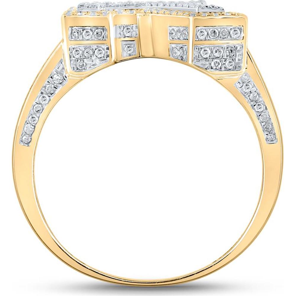 GND 10K Two-Tone Gold Round Diamond "R" Initial Letter Ring - 1.25 Carat Total Diamond Weight