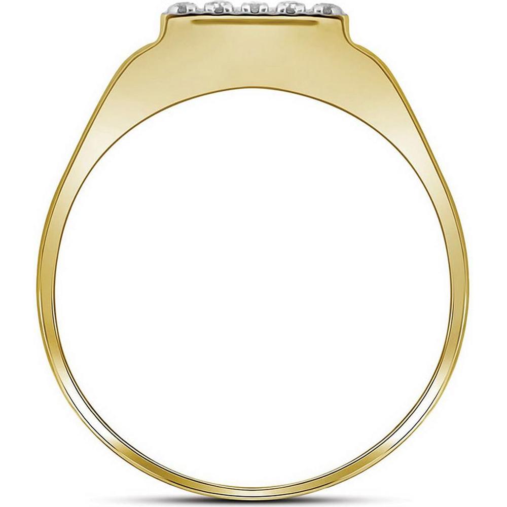 GND 10K Two-Tone Gold Square Top Band Ring with Prong-Set Round Diamonds - 1/8 Total Carat Weight