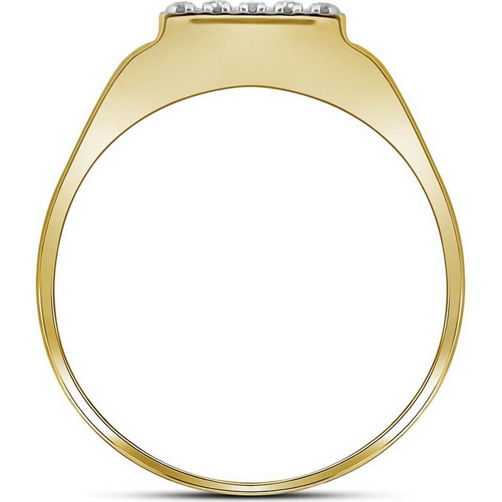 GND 10K Two-Tone Gold Square Top Band Ring with Prong-Set Round Diamonds - 1/8 Total Carat Weight