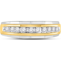 GND 10K Two-Tone Gold Wedding Band Ring with Channel-Set Round Diamonds - 1/4 Carat Total Diamond Weight