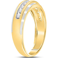 GND 10K Two-Tone Gold Wedding Band Ring with Channel-Set Round Diamonds - 1/4 Carat Total Diamond Weight
