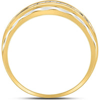 GND 10K Two-Tone Gold Wedding Band Ring with Channel-Set Round Diamonds - 1/4 Carat Total Diamond Weight