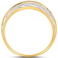 GND 10K Two-Tone Gold Wedding Band Ring with Channel-Set Round Diamonds - 1/4 Carat Total Diamond Weight