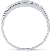 GND 10K White Gold 7mm Wedding Band Ring with Channel-Set Round Diamonds - 1/4 Total Carat Weight