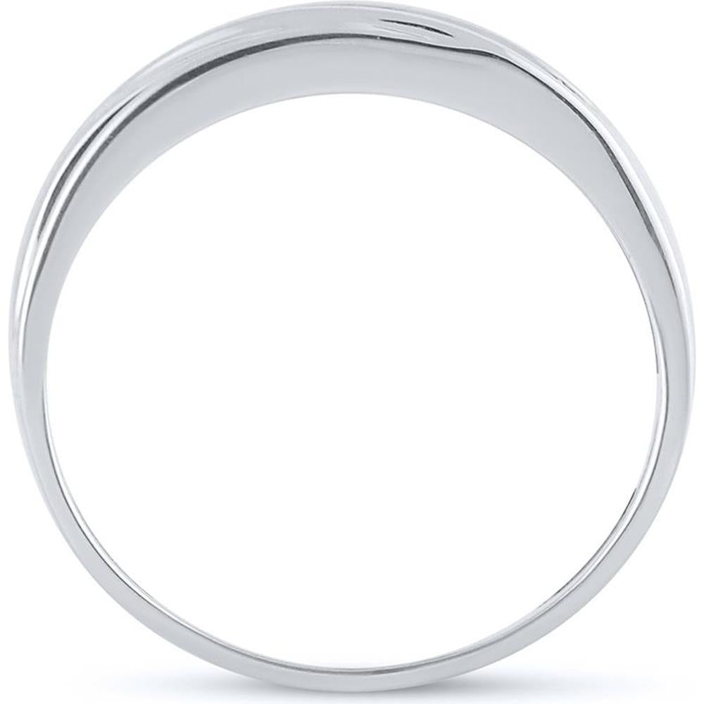 GND 10K White Gold 7mm Wedding Band Ring with Channel-Set Round Diamonds - 1/4 Total Carat Weight