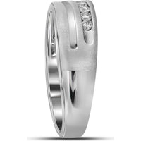 GND 10K White Gold 8MM Channel-Set Round Diamond Wedding Band - 1 Carat Total Diamond Weight