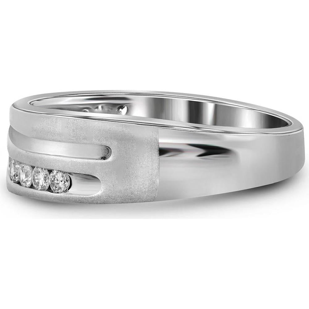 GND 10K White Gold 8MM Channel-Set Round Diamond Wedding Band - 1 Carat Total Diamond Weight
