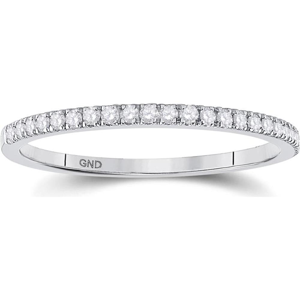 GND 10K White Gold Bridal Wedding Ring Set with Bezel-Set Round Diamond and Pave Diamonds - 1/3 Total Carat Weight