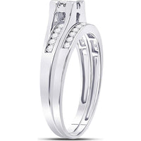 GND 10K White Gold Bridal Wedding Ring Set with Princess and Round Diamonds - 1/2 Total Carat Weight
