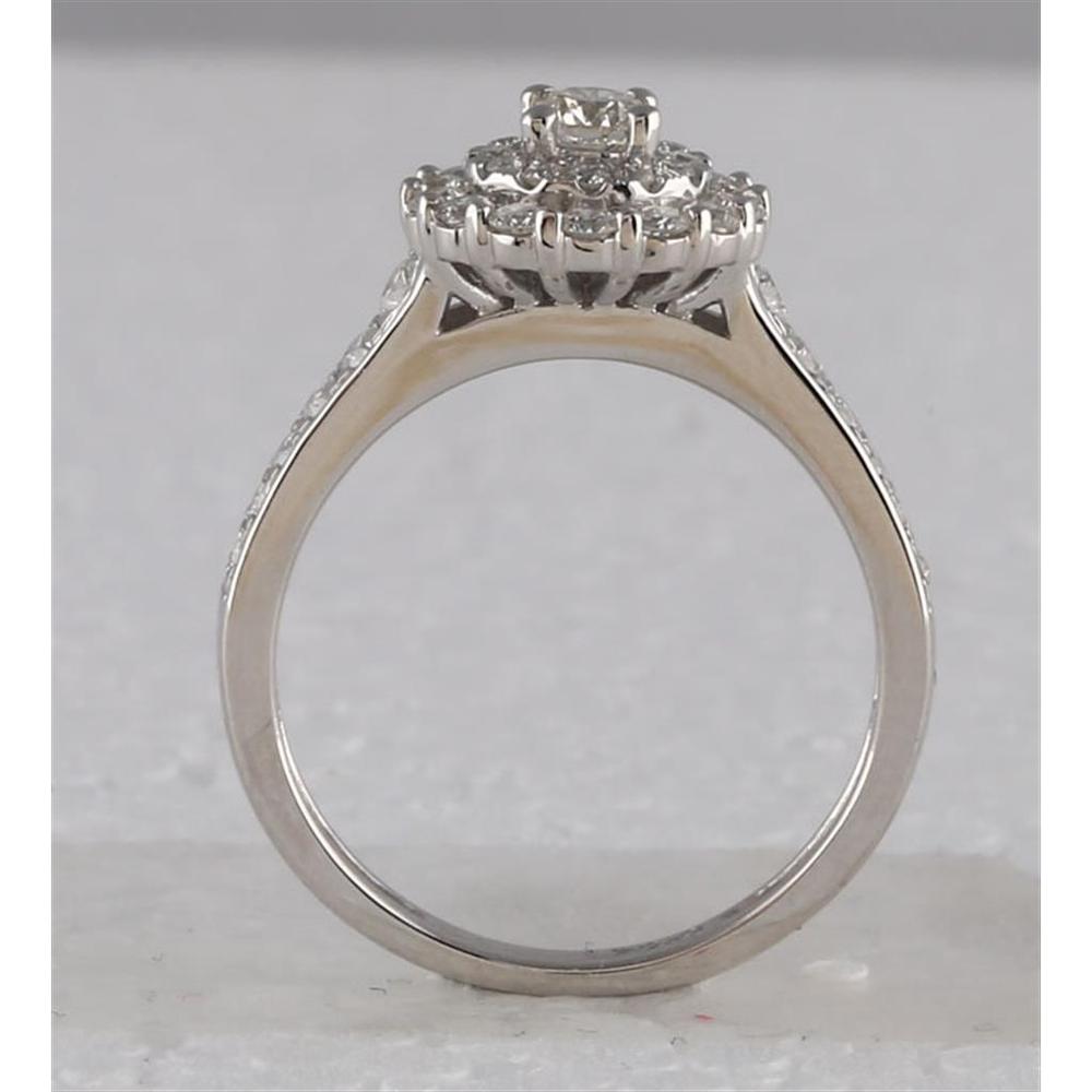 GND 10K White Gold Bridal Wedding Ring Set with Prong Set Round Diamonds - 1.00 Carat Total Diamond Weight