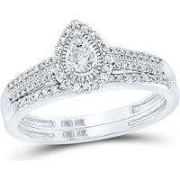 GND 10K White Gold Bridal Wedding Ring Set with Round Diamonds - 1/3 Total Carat Weight