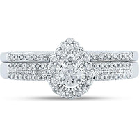 GND 10K White Gold Bridal Wedding Ring Set with Round Diamonds - 1/3 Total Carat Weight