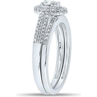 GND 10K White Gold Bridal Wedding Ring Set with Round Diamonds - 1/3 Total Carat Weight