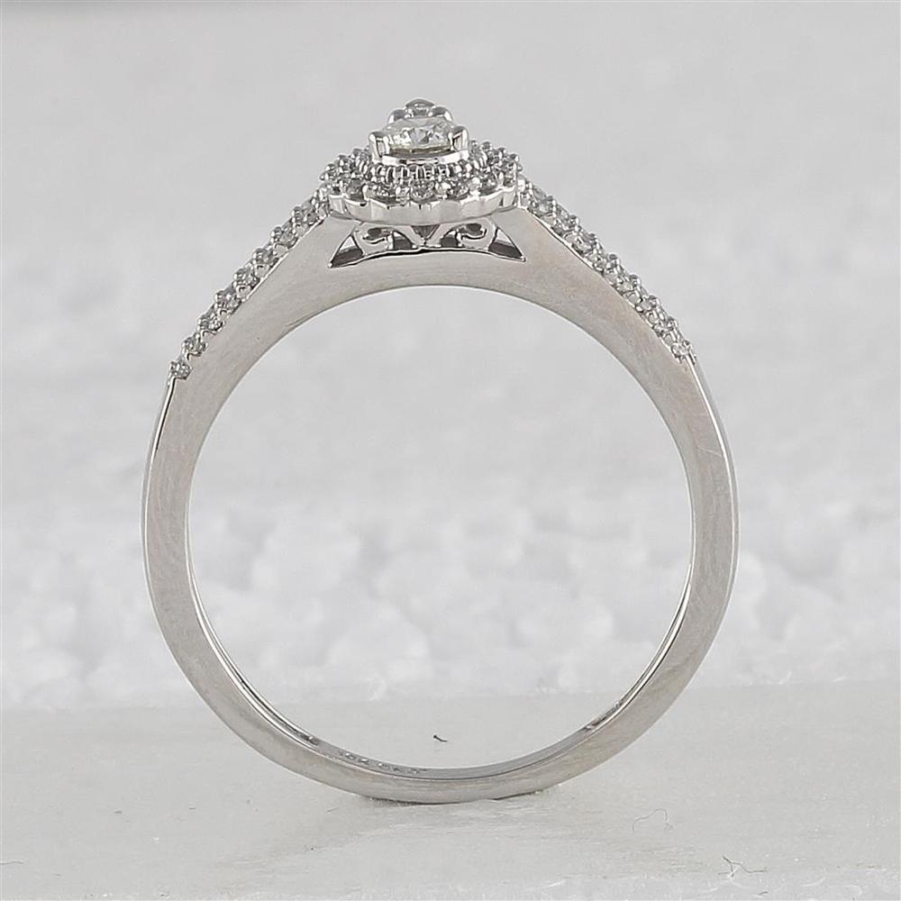 GND 10K White Gold Bridal Wedding Ring Set with Round Diamonds - 1/3 Total Carat Weight