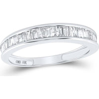 GND 10K White Gold Channel-Set Baguette Diamond Wedding Band - 1/2 Carat Total Diamond Weight