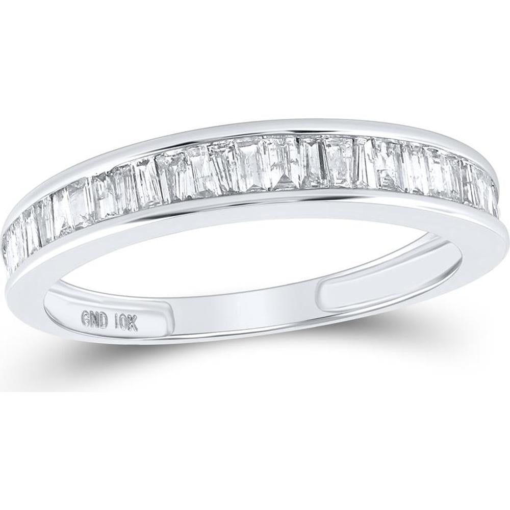 GND 10K White Gold Channel-Set Baguette Diamond Wedding Band - 1/2 Carat Total Diamond Weight