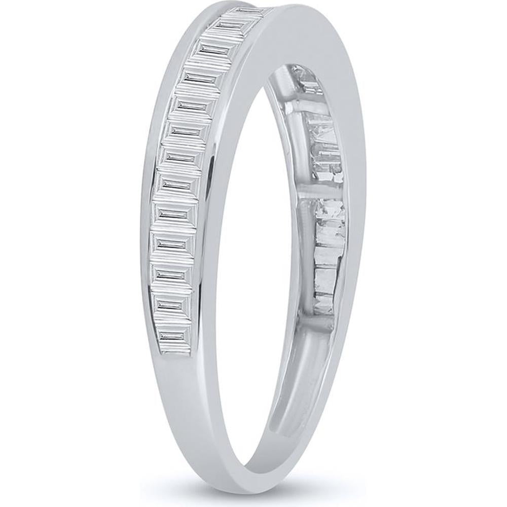 GND 10K White Gold Channel-Set Baguette Diamond Wedding Band - 1/2 Carat Total Diamond Weight