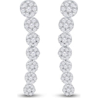 GND 10K White Gold Climber Earrings with Prong-Set Round Diamond Clusters - 0.50 Carat Total Diamond Weight