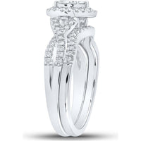 GND 10K White Gold Heart-Shaped Bridal Wedding Ring Set with Round Prong-Set Diamonds - 5/8 Total Carat Weight