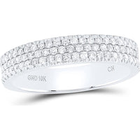 GND 10K White Gold Pave Band Ring with Prong-Set Round Diamonds - 0.50 Carat Total Diamond Weight