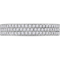 GND 10K White Gold Pave Band Ring with Prong-Set Round Diamonds - 0.50 Carat Total Diamond Weight