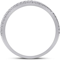 GND 10K White Gold Pave Band Ring with Prong-Set Round Diamonds - 0.50 Carat Total Diamond Weight