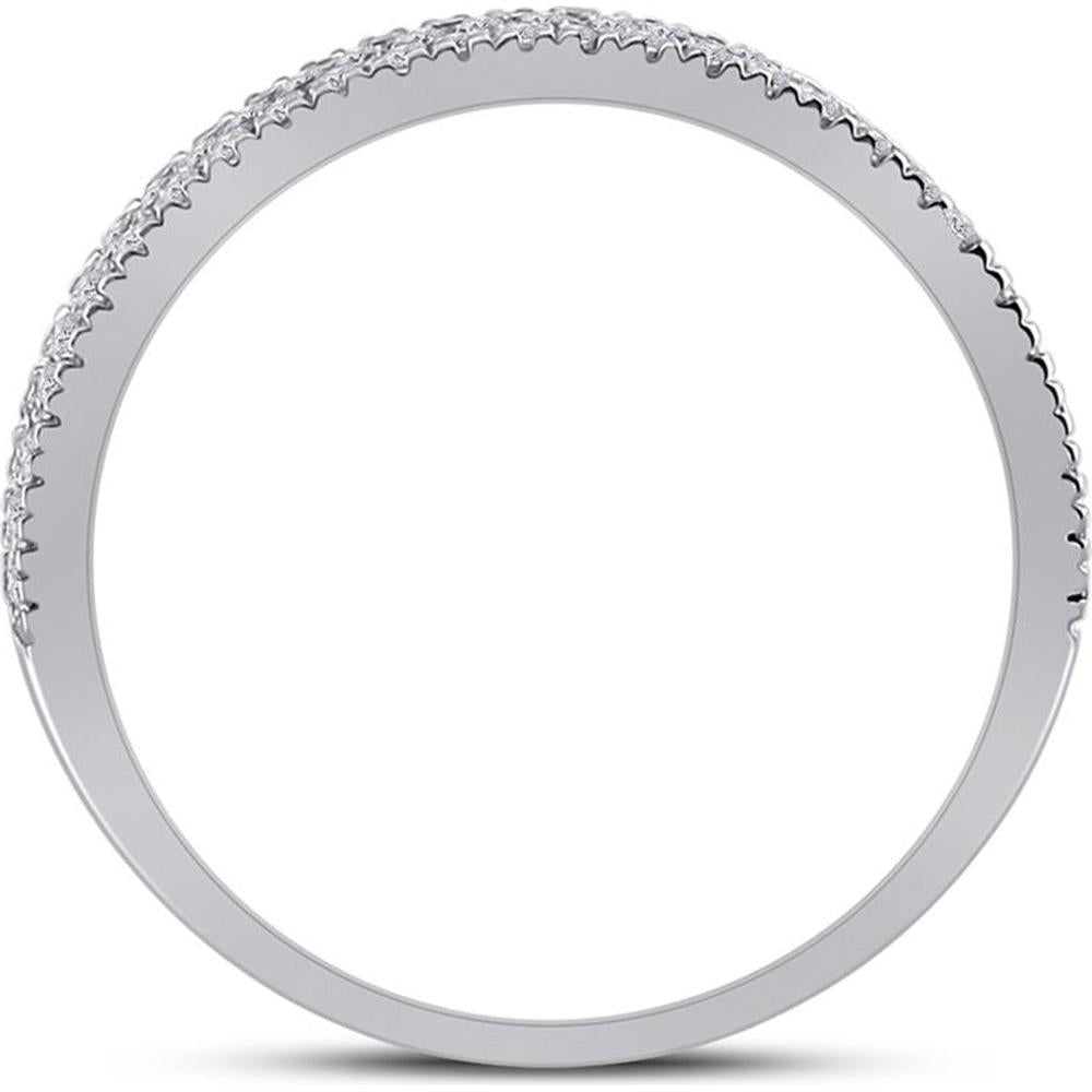 GND 10K White Gold Pave Band Ring with Prong-Set Round Diamonds - 0.50 Carat Total Diamond Weight