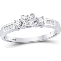 GND 10K White Gold Princess Diamond Bridal Wedding Ring Set with Invisible and Channel Set Diamonds - 3/8 Carat Total Diamond Weight