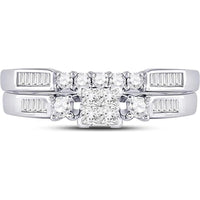 GND 10K White Gold Princess Diamond Bridal Wedding Ring Set with Invisible and Channel Set Diamonds - 3/8 Carat Total Diamond Weight