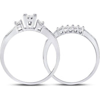 GND 10K White Gold Princess Diamond Bridal Wedding Ring Set with Invisible and Channel Set Diamonds - 3/8 Carat Total Diamond Weight
