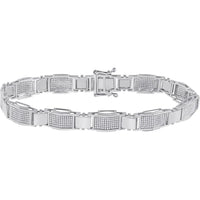 GND 10K White Gold Prong-Set Round Diamond Link Bracelet - 1.55 Carat Total Diamond Weight