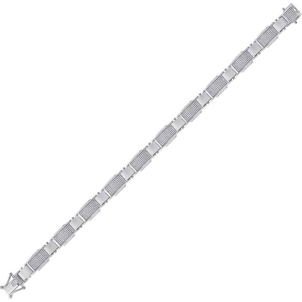 GND 10K White Gold Prong-Set Round Diamond Link Bracelet - 1.55 Carat Total Diamond Weight
