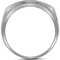 GND 10K White Gold Rectangle Cluster Ring with Pave-Set Round Diamonds - 1/3 Carat Total Diamond Weight