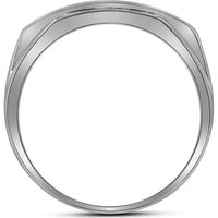 GND 10K White Gold Rectangle Cluster Ring with Pave-Set Round Diamonds - 1/3 Carat Total Diamond Weight
