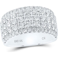 GND 10K White Gold Round Diamond Band Ring with Prong-Set Diamonds - 2.00 Carat Total Diamond Weight