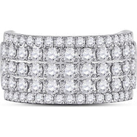 GND 10K White Gold Round Diamond Band Ring with Prong-Set Diamonds - 2.00 Carat Total Diamond Weight