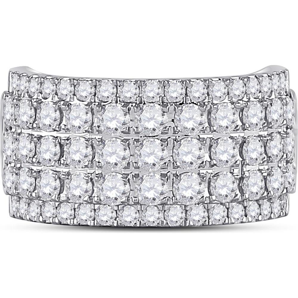 GND 10K White Gold Round Diamond Band Ring with Prong-Set Diamonds - 2.00 Carat Total Diamond Weight