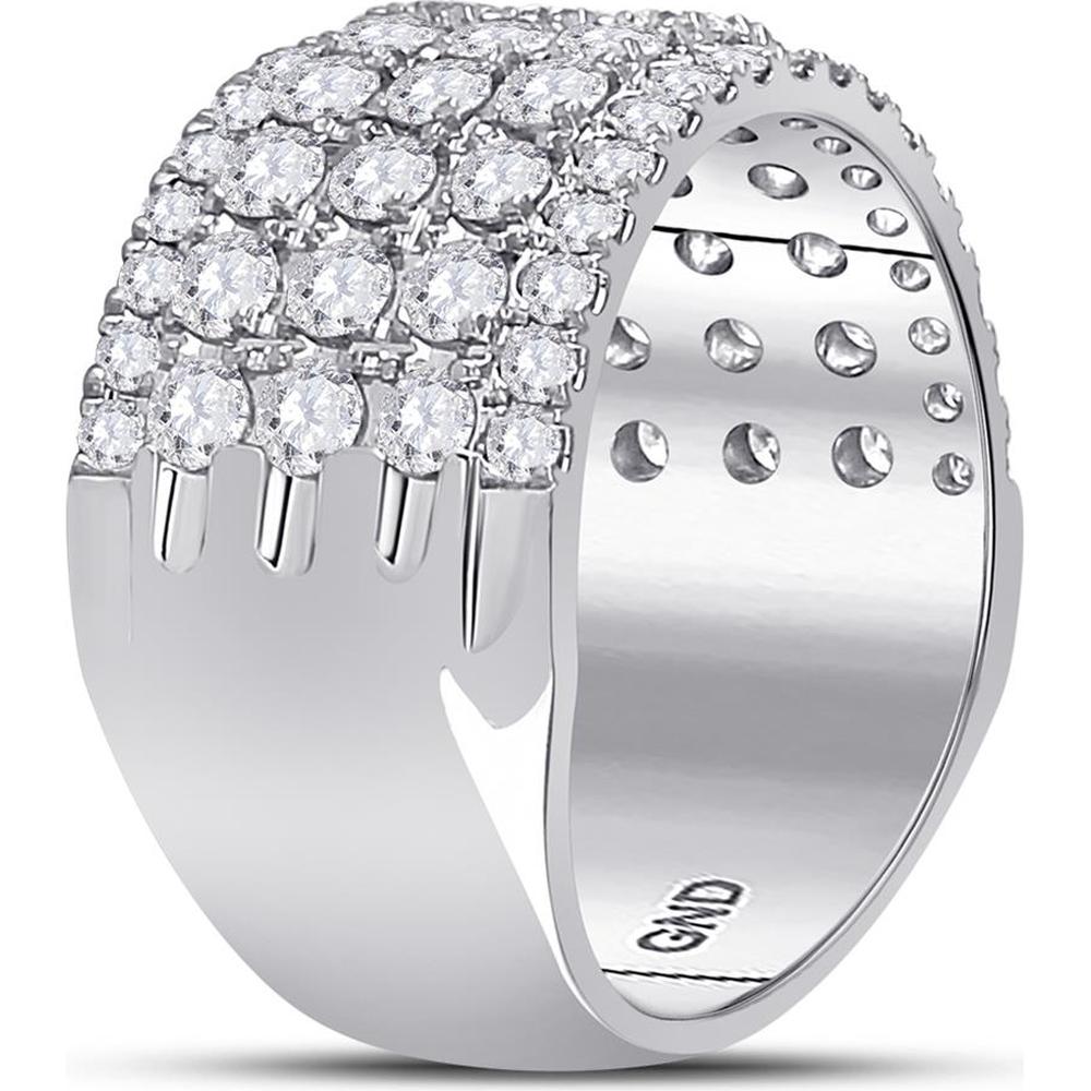 GND 10K White Gold Round Diamond Band Ring with Prong-Set Diamonds - 2.00 Carat Total Diamond Weight