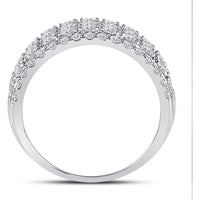 GND 10K White Gold Round Diamond Band Ring with Prong-Set Diamonds - 2.00 Carat Total Diamond Weight