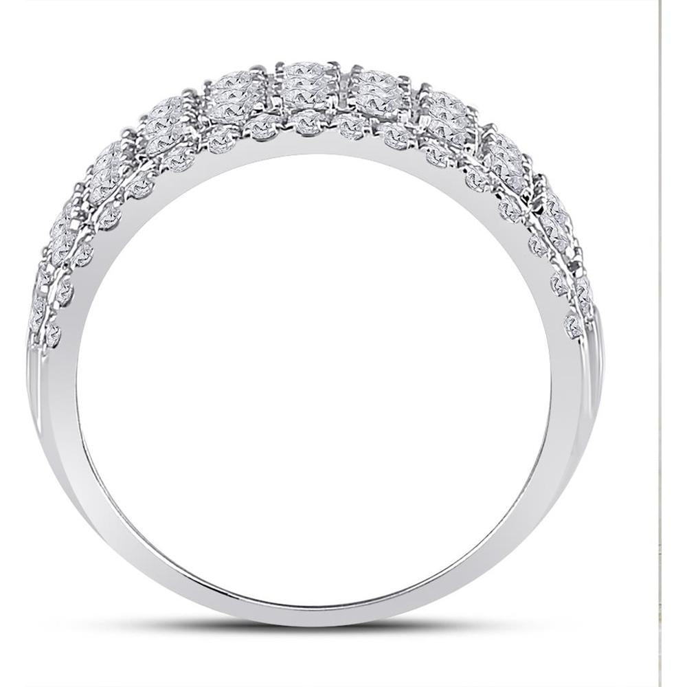GND 10K White Gold Round Diamond Band Ring with Prong-Set Diamonds - 2.00 Carat Total Diamond Weight