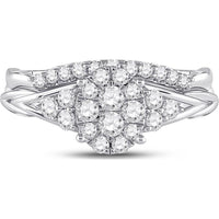GND 10K White Gold Round Diamond Bridal Wedding Ring Set with Prong-Set Diamonds - 5/8 Total Carat Weight