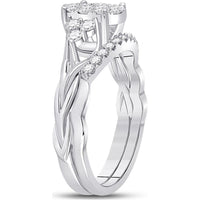 GND 10K White Gold Round Diamond Bridal Wedding Ring Set with Prong-Set Diamonds - 5/8 Total Carat Weight