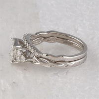 GND 10K White Gold Round Diamond Bridal Wedding Ring Set with Prong-Set Diamonds - 5/8 Total Carat Weight