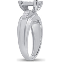GND 10K White Gold Round Diamond Cluster Bridal Engagement Ring with Channel-Set Baguette Diamonds - 1/2 Carat Total Diamond Weight