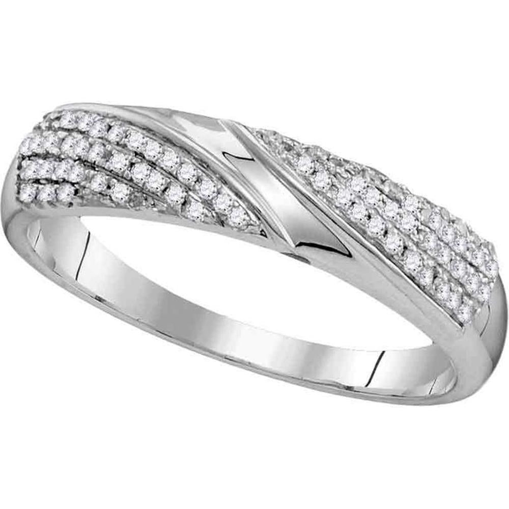 GND 10K White Gold Round Diamond Cluster Matching Wedding Ring Set - 0.75 Carat Total Diamond Weight