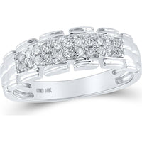 GND 10K White Gold Round Diamond Cluster Matching Wedding Ring Set - 1.00 Carat Total Diamond Weight