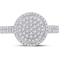 GND 10K White Gold Round Diamond Cluster Ring with Pave-Set and Prong-Set Diamonds - 1/2 Total Carat Weight